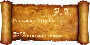 Preradov Ninett névjegykártya